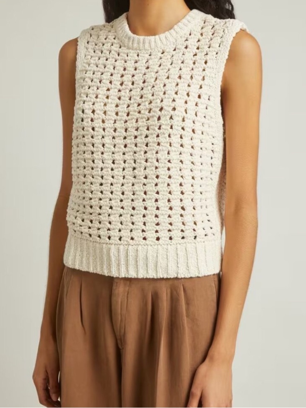 Frame Denim Womens Frame Tape Yarn Sweater Vest, Cream